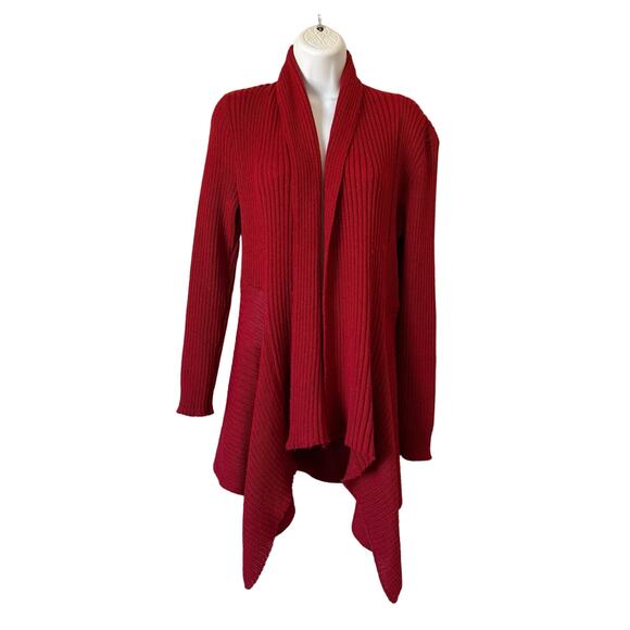 Lael Alpaca Sweaters - Lael Alpaca Open Waterfall Cardigan Sweater Size Medium M Red Made In Peru